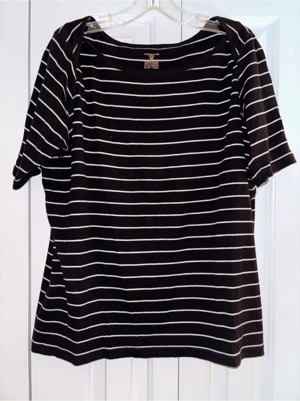 Jones New York Sport Black & White Striped Women’s Top - Classic 1X